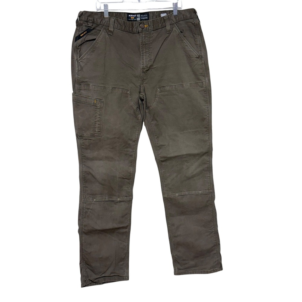 Ariat Rebar M4 Relaxed Straight Leg Work Pants Brown Mens 38x36 Utility Canvas